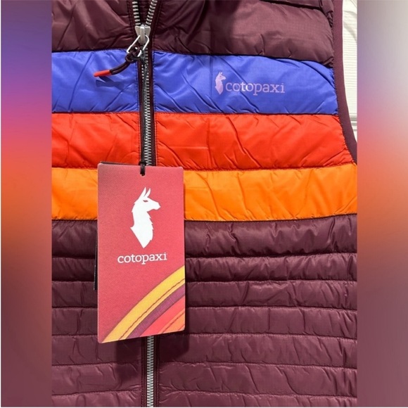 Cotopaxi Women’s Medium Fuego Down Insulated Puff Vest Maroon Wine Stripes NWT - Picture 4 of 14
